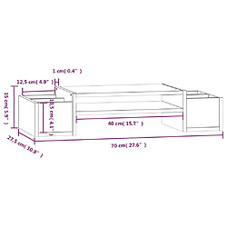 vidaXL Support de moniteur Gris 70x27,5x15 cm Bois de pin solide pas cher