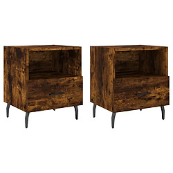 Maison Chic Lot de 2 Tables de chevet - Tables de Nuit chêne fumé 40x35x47,5cm bois d’ingénierie