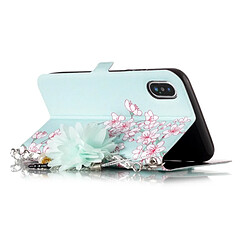 Acheter Wewoo Coque pour iPhone X Sakura Fleur Motif Horizontal Flip Housse en cuir avec Holder & Card Slots & Perle Ornement & Chaîne