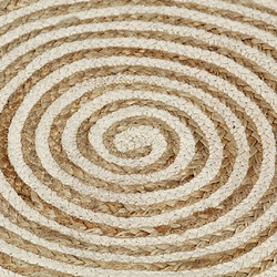 Decoshop26 Tapis fait à la main Jute avec design de spirale Blanc 120 cm DEC023512