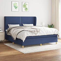 Maison Chic Structures de lit + matelas,Lit à sommier tapissier avec matelas Bleu 160x200 cm Tissu -MN17208