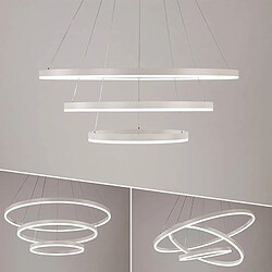 Lustre moderne à LED en forme de cercle 51W lumière suspendue 3 anneaux table salon chambre cuisine 230V 3000K pas cher