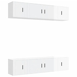 vidaXL Ensemble de meubles TV 6 pcs Blanc brillant Bois d'ingénierie