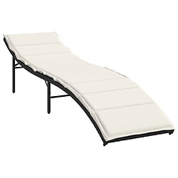 vidaXL Chaise longue avec coussin noir 55x199x50 cm résine tressée