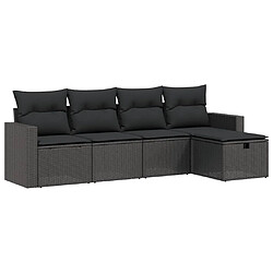 Maison Chic Ensemble de 5 Tables et chaises d'extérieur avec coussins,Salon de jardin noir résine tressée -GKD444919