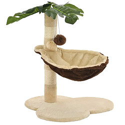 Helloshop26 Arbre à chat griffoir grattoir niche jouet animaux peluché en sisal 50 cm beige et marron 3702040