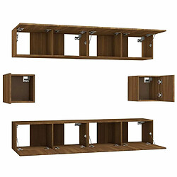 Maison Chic Ensemble de meubles TV 6 pcs | Banc TV Moderne pour salon | Meuble de Rangement - Chêne marron Bois d'ingénierie -MN68767 pas cher