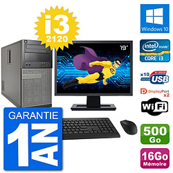 PC Tour Dell 7010 Ecran 19" Intel i3-2120 RAM 16Go Disque 500Go Windows 10 Wifi - Occasion