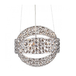 Luminaire Center Suspension Sewanee Chrome poli,cristal fumé 3 ampoules 11cm