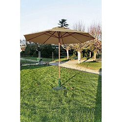 Proloisirs Parasol en bois 350 cm avec manivelle June taupe.