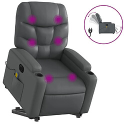 Maison Chic Fauteuil Relax pour salon, Fauteuil inclinable de massage électrique gris similicuir -GKD93259