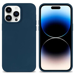 Coque en silicone anti-rayures, revêtement de fibres pour votre iPhone 14 Pro - bleu