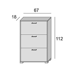 Kiamami Valentina ÉTAGÈRE À CHAUSSURES EN BOIS PEU ENCOMBRANTE L.65CM AVEC 3 PORTES MÉLÈZE