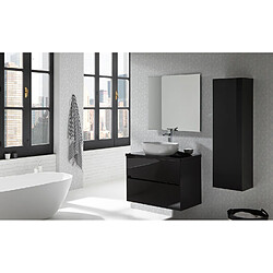 Pegane Meuble de salle de bain coloris noir avec vasque moulée en céramique - Longueur 80 x Profondeur 46 x Hauteur 56 cm