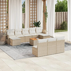 Maison Chic Salon de jardin 11 pcs avec coussins | Ensemble de Table et chaises | Mobilier d'Extérieur beige résine tressée -GKD53543