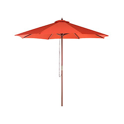 Beliani Parasol de jardin en bois avec toile rouge d 270 cm TOSCANA