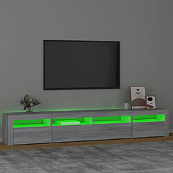 Avis vidaXL Meuble TV avec lumières LED Sonoma gris 240x35x40 cm