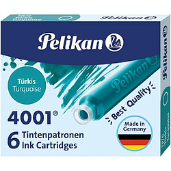 Pelikan Boite de 6 Cartouches 4001 TP/6 - Recharge pour Stylos Plume - Couleur Bleu Turquoise