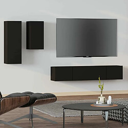 Maison Chic Ensemble de meubles TV 4 pcs | Banc TV Moderne pour salon | Meuble de Rangement - Noir Bois d'ingénierie -MN24015