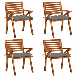 Maison Chic Lot de 4 Chaises de jardin avec coussins | chaises d'extérieur | Fauteuil Relax Bois de teck solide -GKD34785