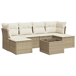 vidaXL Salon de jardin avec coussins 7 pcs beige résine tressée