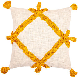 ICONIK INTERIOR Coussin carré design boho Bali en coton, coussin + rembourrage - Frewla Jaune