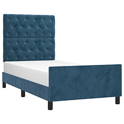 Avis Maison Chic Lit adulte - Cadre Structure de lit avec tête de lit Contemporain Bleu foncé 80x200 cm Velours -MN30843