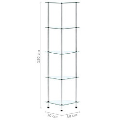 vidaXL Étagère 5 niveaux Transparent 30x30x130 cm Verre trempé pas cher