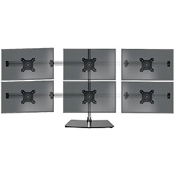 Duronic DM756 Support sextuple 6 écrans de PC sur Socle | Hauteur Ajustable | Rotatif et Inclinable | Compatibilité avec Moniteur VESA 75/100 | Potence et Bras en Aluminium | Passe câble Inclus