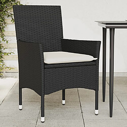 vidaXL Chaises de jardin avec coussins lot de 2 noir résine tressée