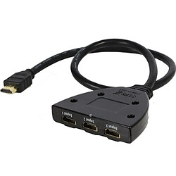 Avis Wewoo Switch HDMI noir Sélecteur HDMI 3x1 Pigtail 1080P plaqué or