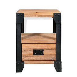 Maison Chic Table de chevet Table de Nuit Meuble de Rangement Bois d'acacia Acier 40 x 30 x 54 cm