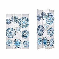 Gift Decor Paravent Bleu Blanc Toile 122 x 2,5 x 180 cm Assiette