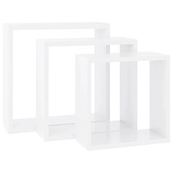 Avis Maison Chic Lot de 3 Étagères murales,Étagère Rangement flottate sous forme de cube Blanc MDF -MN87351