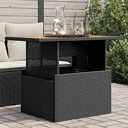 vidaXL Table de jardin noir 100x55x73 cm résine tressée et bois acacia