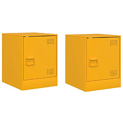 vidaXL Tables de chevet 2 pcs jaune moutarde 34,5x39x44 cm acier