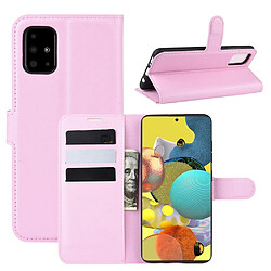 Etui en PU surface de litchi avec support rose pour Samsung Galaxy A51 5G SM-A516