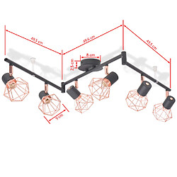 Acheter vidaXL Plafonnier avec 6 projecteurs E14 Noir et cuivre