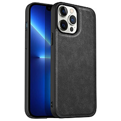 Coque en TPU + PU anti-rayures, anti-empreintes digitales, rétro pour votre iPhone 13 Pro Max 6.7 pouces - noir