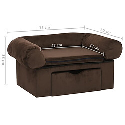 vidaXL Canapé pour chien avec tiroir Marron 75x50x38 cm Peluche pas cher