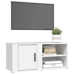 Avis vidaXL Meuble TV Blanc 80x31,5x36 cm Bois d'ingénierie