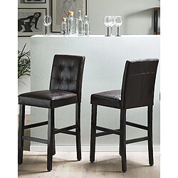 Beliani Tabouret de bar Cuir PU Marron MADISON