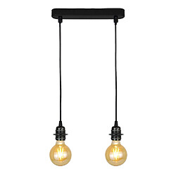 2 lampes suspension design en métal noir E27 compatible LED