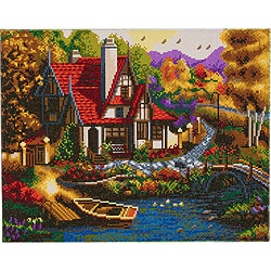 Megacrea Tableau Strass Diamant Crystal Art Cottage 40x50cm - KIT DIAMANT