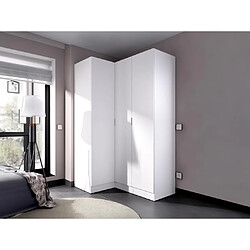 Vente-Unique Armoire d'angle 3 portes - L132 cm - Blanc - LISTOWEL