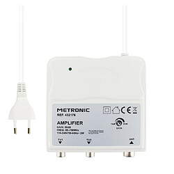 Metronic Amplificateur d'intérieur FM/VHF/UHF à réglage de gain 30 dB avec filtre 4G - blanc