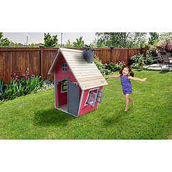 Habitat Et Jardin Maisonnette Lilou - 119.5 x 156 x 102 cm - Rouge/Gris