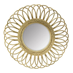 Aubry Gaspard Miroir marguerite en moelle de rotin 60 cm.