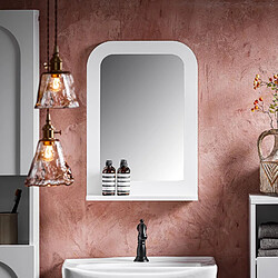 SoBuy Miroir Mural, Miroir de Salle de Bain avec Étagère Plateau, Suspendu pour Salle de Bain, Chambre, Salon, Couloir, 38 x 9 x 54 cm, Blanc, BZR162-W