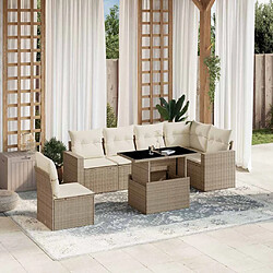 vidaXL Salon de jardin avec coussins 7 pcs beige résine tressée